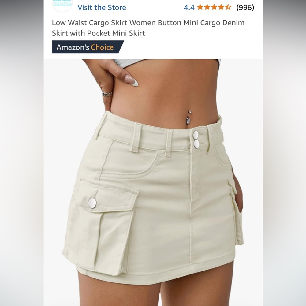 Beige Mini Cargo Skirt with Pockets